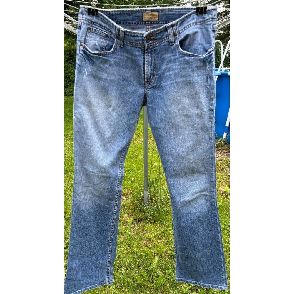 BKE Wendi Mid Rise Jeans Women's Blue Distress Denim tagged 31x35.5